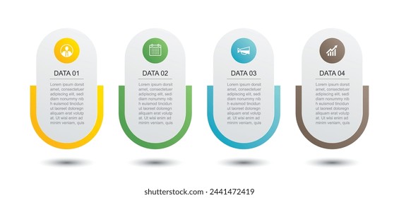 4 data infographics tab paper index template. Illustration business abstract background.