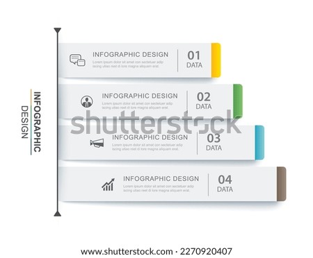 4 data infographics tab paper index template. Vector illustration abstract background.