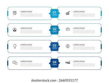 4 infografías de datos Plantilla de índice de línea delgada. Fondo abstracto de la ilustración. 