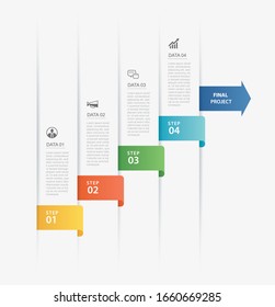 4 data infographics timeline tab paper index template. Vector illustration abstract background. Can be used for workflow layout, business step, banner, web design.