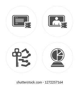 4 Data, Privacy, Analytics modern icons on round shapes, vector illustration, eps10, trendy icon set.