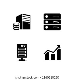 4 database icons in vector set. server and data illustration for web and graphic design