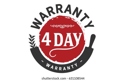 4 day black and red retro warranty vector