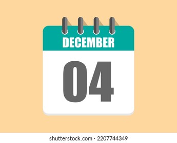 4 Day December in green. Calendar icon for December month on clear background