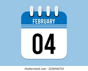 4 day February calendar icon. Banner for appointments, special dates and birthdays. Calendar vector for February in blue color on light background