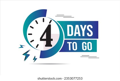 4 day to go last countdown icon. four day go sale price offer promo deal timer, 4 days only, Countdown left days banner. count time sale. Vector illustration, number of days left badge for sale