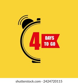 4 day to go last countdown. 4 day only. Four day go sale price offer promo deal timer. Vector illustration. EPS 10.