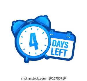4 day to go in modern style. Special offer badge. Web design. Sale tag. Vector illustration.