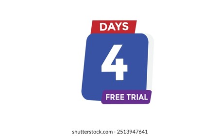 4 dias avaliação gratuita Contagem regressiva número banner templates. time icon. Ilustração de vetor 
