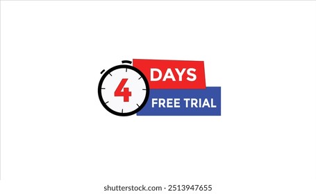 4 days free trial Countdown number banner templates. time icon. Vector Illustration 
