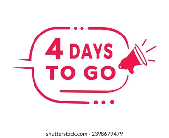 4 days to go banner, design badge icon. count time sale or promo for business or advertising. Flat style Vector template isolated on white background.