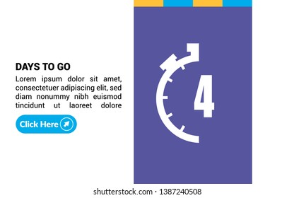4 days to go banner. flat style. days to go concept.