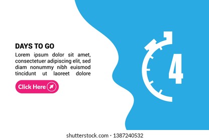 4 days to go banner. flat style. days to go concept.