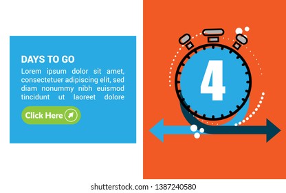 4 days to go banner. flat style. days to go concept.
