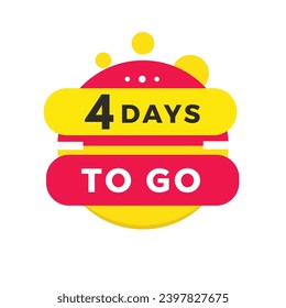 4 días para el banner, etiqueta. venta de tiempo de cuenta regresiva o diseño de promoción para sitios web o publicidad, marketing. Plantilla vectorial de estilo plano aislada en fondo blanco.