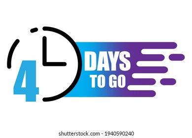 4 days go blue. Line symbol. Memphis illustration. Special offer symbol. Clock icon vector. Stock image.