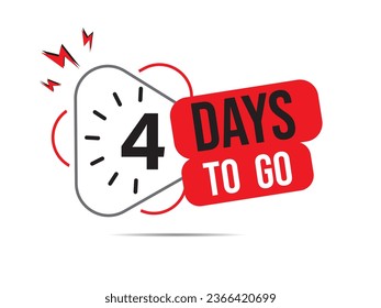 4 days go countdown banner, countdown left days banner. count time sale. four days left. 04 days to go sales lable, Vector illustration