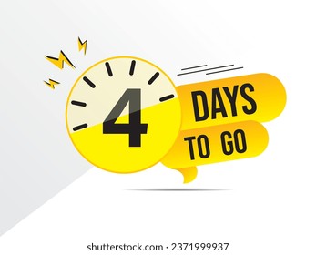 4 days go countdown banner, countdown left days banner. count time sale. 4 days left. four days to go sales lable,  day countdown icon for sales purpose, Vector illustration