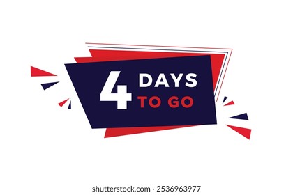 4 dias para ir, contagem regressiva banner. dias contagem regressiva venda preço oferta promocional. vetor ilustração.