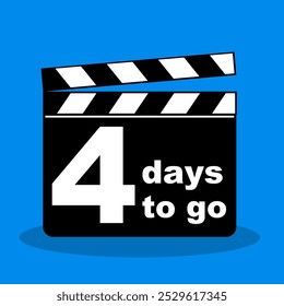 4 dias para ir contagem regressiva com ilustração de filme clapperboard ou filme clapboard vetor de ilustração plana vetor editável