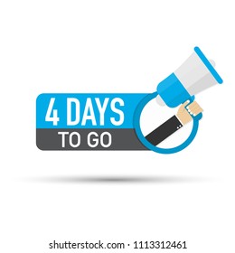 4 days to go flat icon on white background. Vector stock illustration.