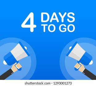4 days to go flat icon on blue background. Banner for business, marketing and advertising. Vector stock illustration.