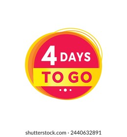4 days to go red label last countdown icon, vector. Modern design template for banner.