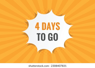 4 días para ir el botón web del texto. Cuenta regresiva a la izquierda 4 días para ir a la etiqueta del cartel