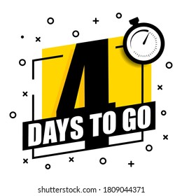 4 days to go. Vector hand drawn lettering illustration on white background.