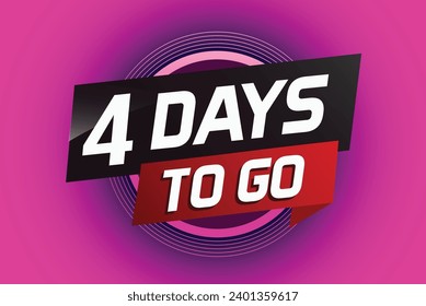 4 días para ir concepto de palabra ilustración vectorial con cinta y 3d estilo para usar página de inicio, plantilla, ui, web, aplicación móvil, afiche, banner, volante, fondo, tarjeta de regalo, cupón
