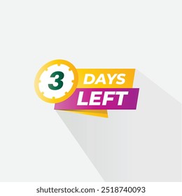 4 Days left  Countdown badge with vector number and timer stopwatch illustration. 2 days to go badge for discount promo sticker, business limited special promotion, best deal emblem or logo isolated 