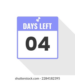 Icono de ventas de cuenta regresiva 4 días a la izquierda. Faltan 4 días para ir Banner promocional