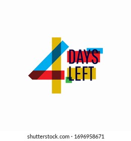 4 Days Left Number Vector Template Design Illustration
