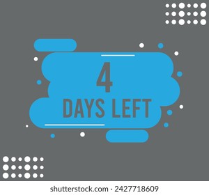 4 days left for the web text button. Countdown to special events and dates isolated on dark background