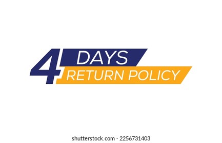 4 days return policy icon, 4 days return policy typography