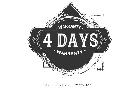 4 days warranty icon vintage rubber stamp guarantee