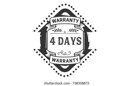 4 days warranty icon vintage rubber stamp guarantee