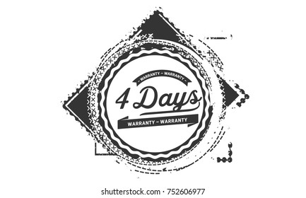 4 days warranty icon vintage rubber stamp guarantee