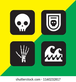 4 dead icons in vector set. skull, ocean and skeleton illustration for web and graphic design