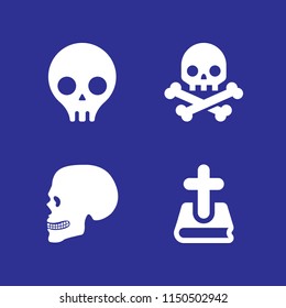 4 death icons in vector set. skeleton, cross and skull illustration for web and graphic design