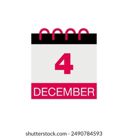4 december calendar date icon vector eps