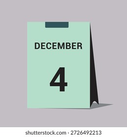 4 Dezember Kalender Datum Symbol minimalen Schreibtisch Kalender Vektorgrafik