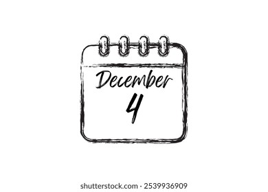 4 December calendar icon. Calendar template for the days of december. Black banner for dates and business
