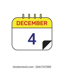 4 de diciembre Calendario icono de diseño de Ilustración vectorial