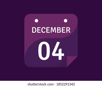 4. Dezember, 4. Dezember Symbol Einzeltagskalender Vektorgrafik