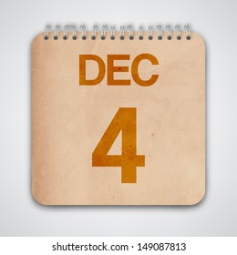 4 December on Old Notebook Vector 