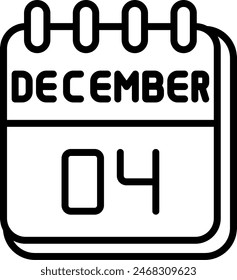 4 December Vector Line Icon Design