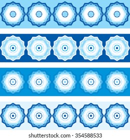 4 decorative borders in east style in blue tones.
