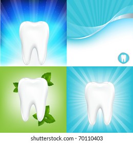 4 Dental Background With Tooth, Vector Illustration