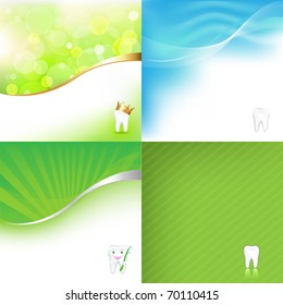 4 Dental Background With Tooth, Vector Illustration